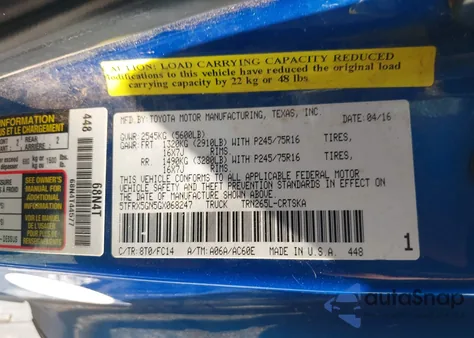 2016 Toyota Tacoma Sr5 from USA, damaged, VIN 5TFRX5GN5GX068247